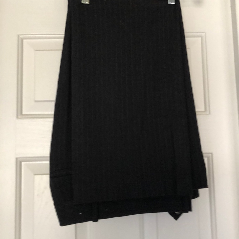 Wool charcoal pinstripe pants.